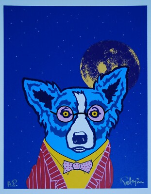 George Rodrigue Blue Dog Looking At Life Through Rose Colored