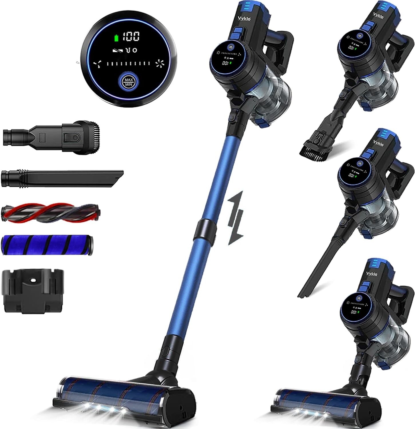 VYKLO 25Kpa 55Mins Cordless Handheld Stick Vacuum Cleaner Hard Floor