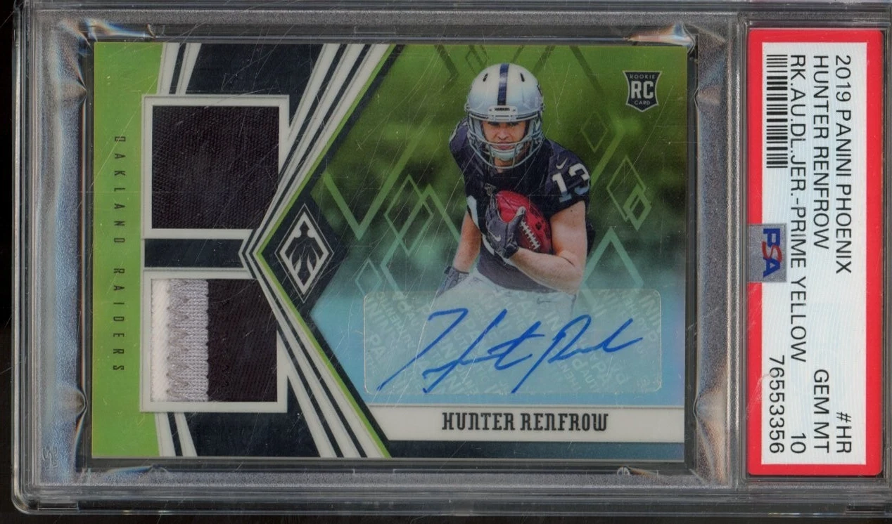 Hunter Renfrow Panini Phoenix Rookie Autograph Dual Jersey #HR Prime Yellow