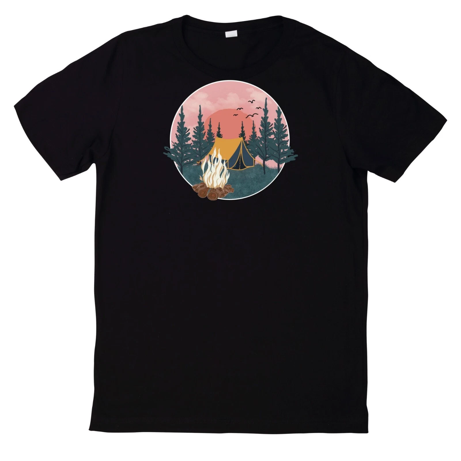 Mountain Forest Hiking Landscape Motif T-Shirt