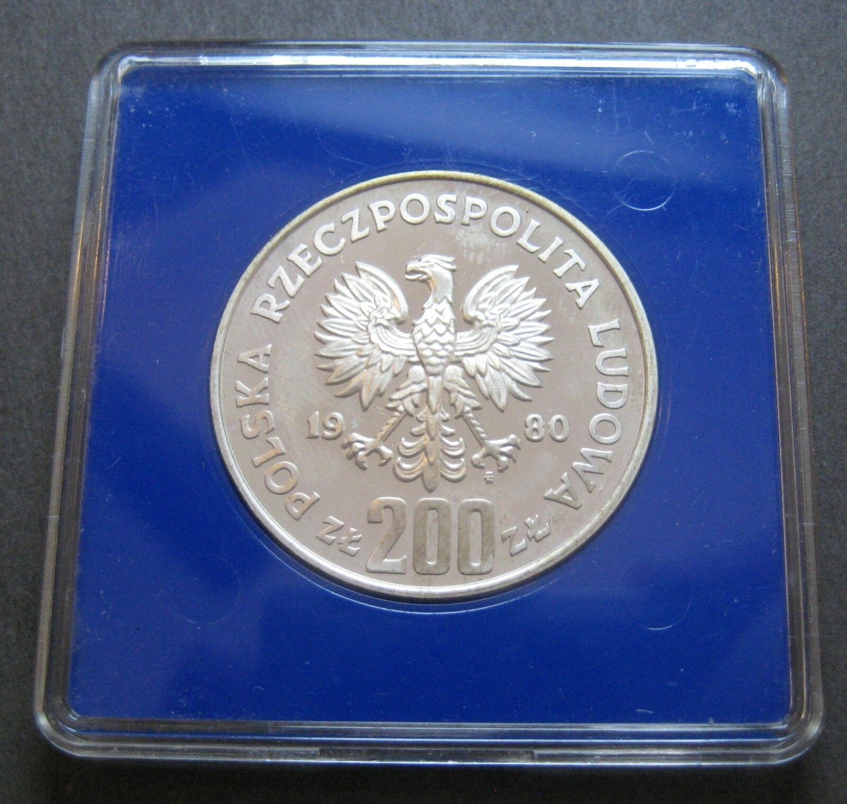 1980 Poland 200 Zlotych Silver Proof - Lake Placid Olympics