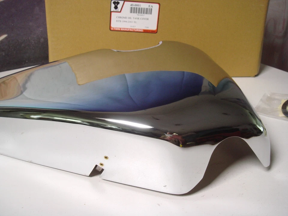 Cubierta del tanque de aceite Harley Sportster XL cromada personalizada Hugger 94-03 V-Twin 40-0001 X2 Foto 2 de 4