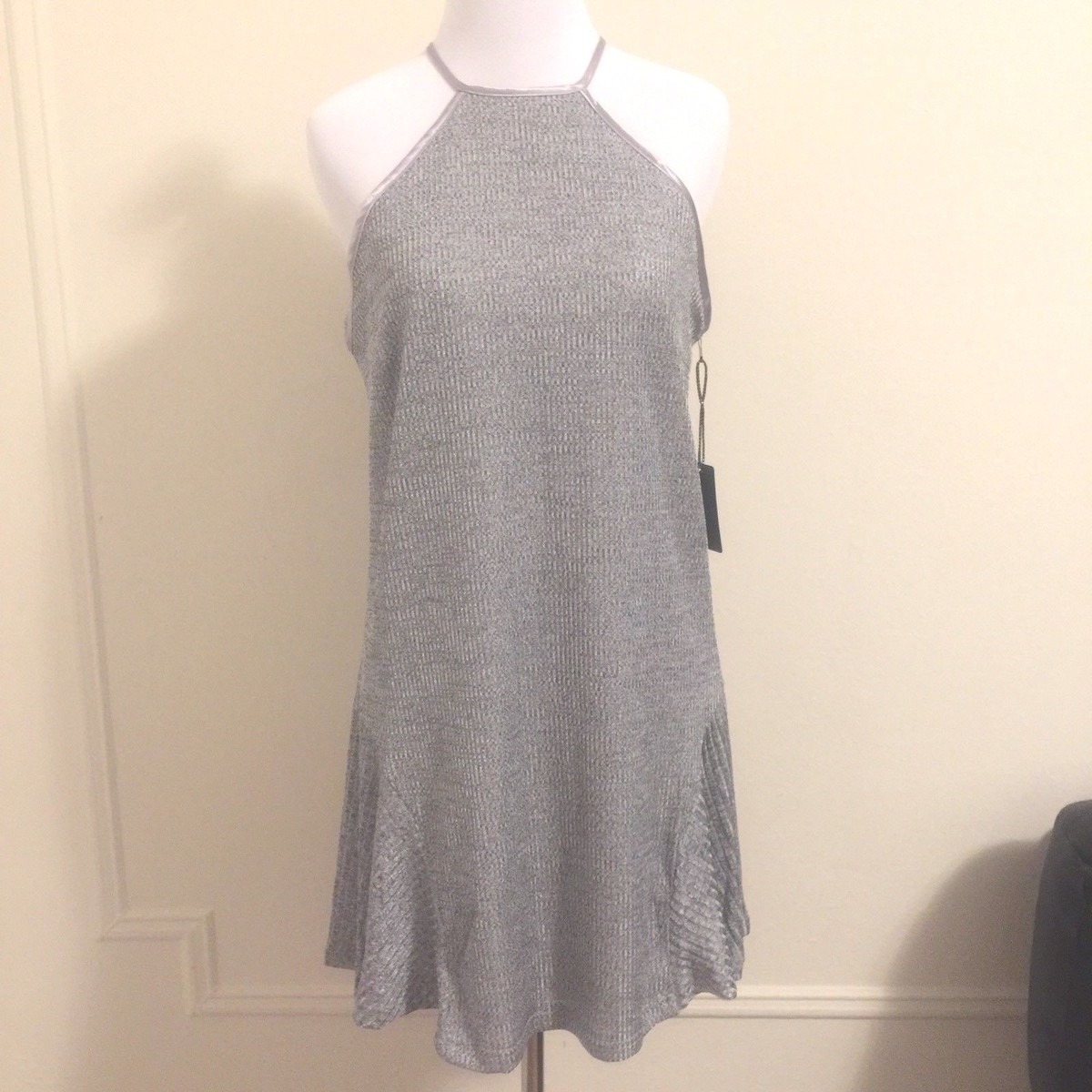 Whitney Eve Mini Dress Womens 4 Gray Metallic Halter Festival Trapeze Tent New | eBay Whitney Eve Mini Dress Womens 4 Gray Metallic Halter Festival Trapeze Tent New | eBay