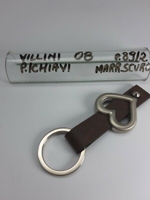 Schlüsselanhänger - Leder/Metall - dunkelbraun/chrom - Cod.08 - Villini 
