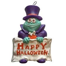 Vintage Halloween Blow Mold Paper Magic Group Happy Halloween Monster Yard Sign
