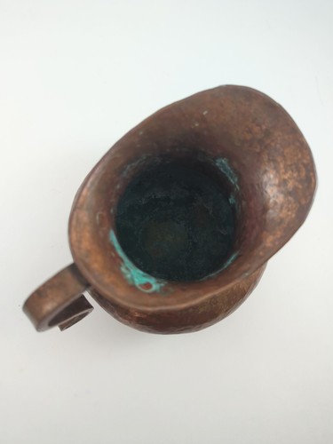 Vintage/Antique Handmade Hammered Copper Pitcher Scroll Primitive Jug Patina 7" - Picture 8 of 18
