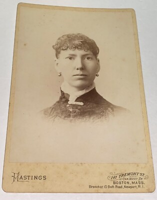 American Teacher Clara George Boston MA Cabinet Card Photo Rare Antique IDd US