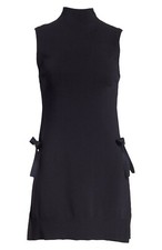 ALICE + OLIVIA Base Navy Blue Mock Neck Side Bow Tie Long Tunic Top XS = 0/2 NEW
