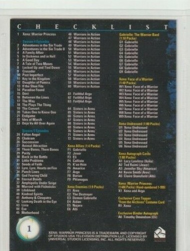 Topps Xenia Warrior Princess Season 4 TV Show Trading Card #1 Lucy Lawless Xena - Picture 2 of 2