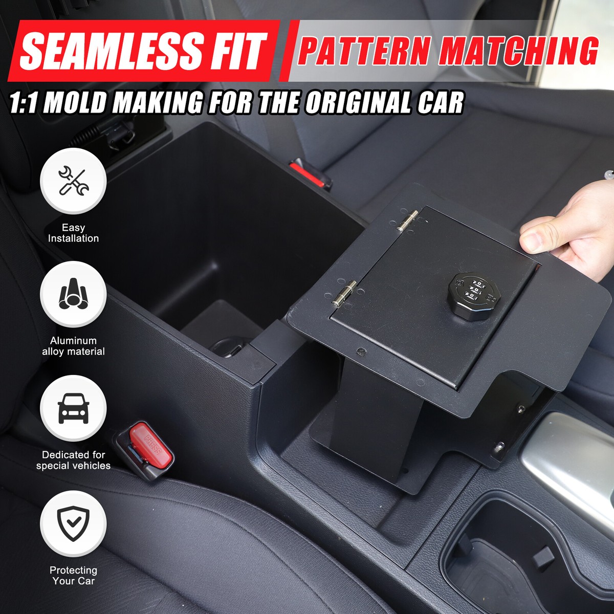 Center Console Gun Safe Storage Box Vault Lock Box For Nissan