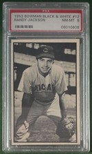 1953 BOWMAN BLACK & WHITE #12 RANDY JACKSON PSA 8 CHICAGO CUBS SET BREAK