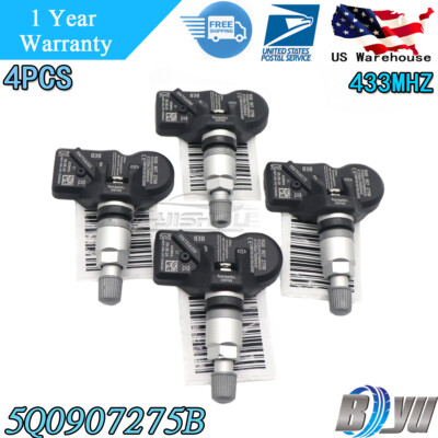4Pcs TPMS 5Q0907275B Tire Pressure Monitoring Sensor 433Mhz For Porsche Audi VW