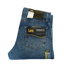 NWT Lee Mens Regular Fit Straight Leg Jeans Denim Pants Pepper Stonewash 2008944