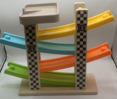 Top Bright Wooden Race Track and Ramp, Parking Deck Toy