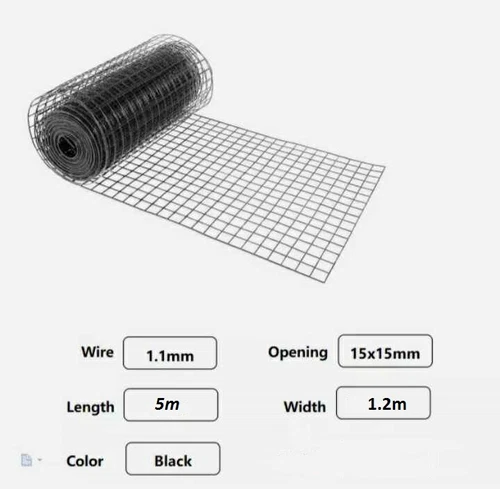 Welded wire mesh black 25x25 15x15 50x50 6x6 100x100 holes animal fence 5 - 30m - Picture 16 of 48