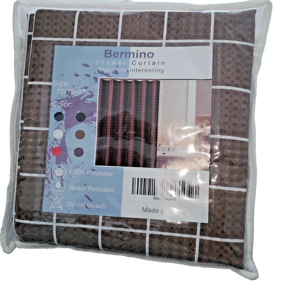 Cortina de ducha de baño Bermino - Cuadrados marrones - 72x72 - ¡NUEVA! Foto 2 de 4