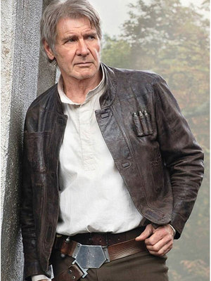 Star Wars Harrison Ford Han Solo the Force Awakens Distressed Leather Jacket