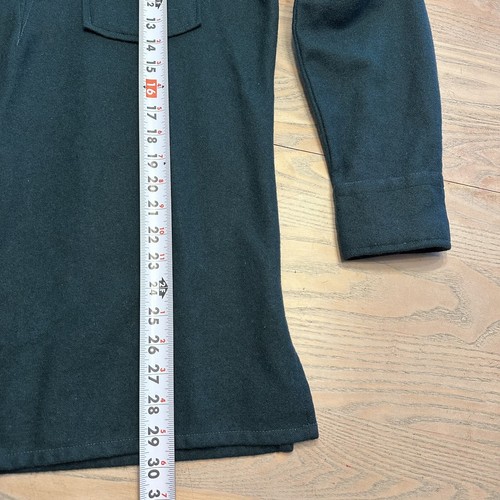READ VTG 70s Sears Jeans Joint Green Wool 1/4 Zip Flannel Shirt L/S Disco Holes - Picture 15 of 24