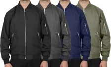 Mens Lightweight MA-1 Flight Jacket Bomber Warm Polyester Full Zip Coat NEW