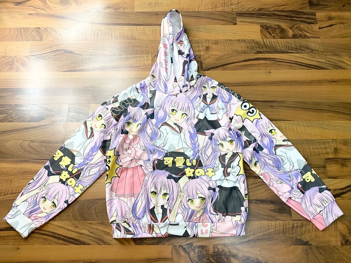 SHEIN Girls Youth Figure Graphic Anime Style Hoodie Size Large