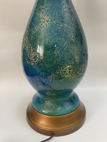 Royal Haeger Helmut Bruchman Etruscan Blue Green Ceramic Table Lamp Circa 1960s - Picture 9 of 18