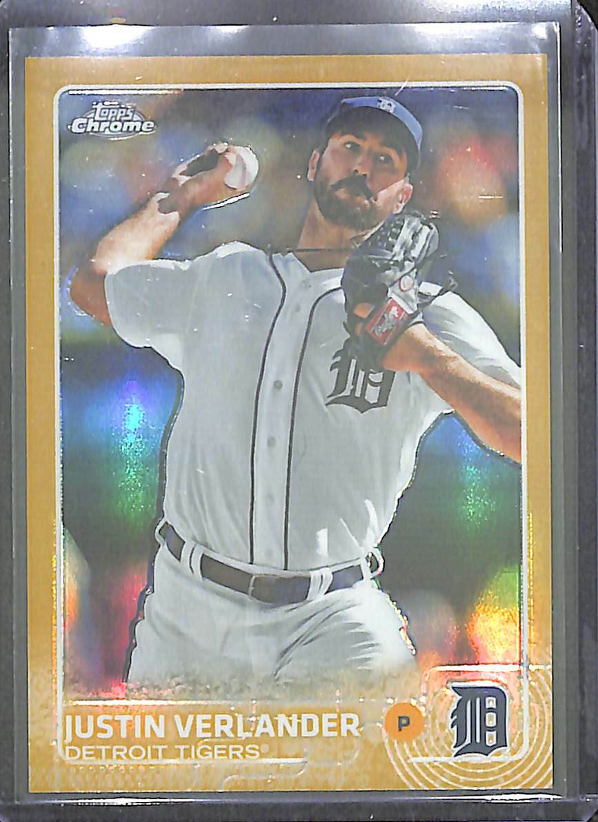 2015 Topps Chrome Gold Refractor #191 Justin Verlander No 10 of 50