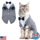 Qbleev Cat Tuxedo Suit, Cat Halloween Costumes for Cats Only, Sphynx Cat Tuxe