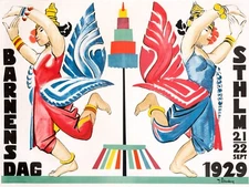 11484.Decor Poster.Room interior.Home Wall art.1929 Swedish Day of Children