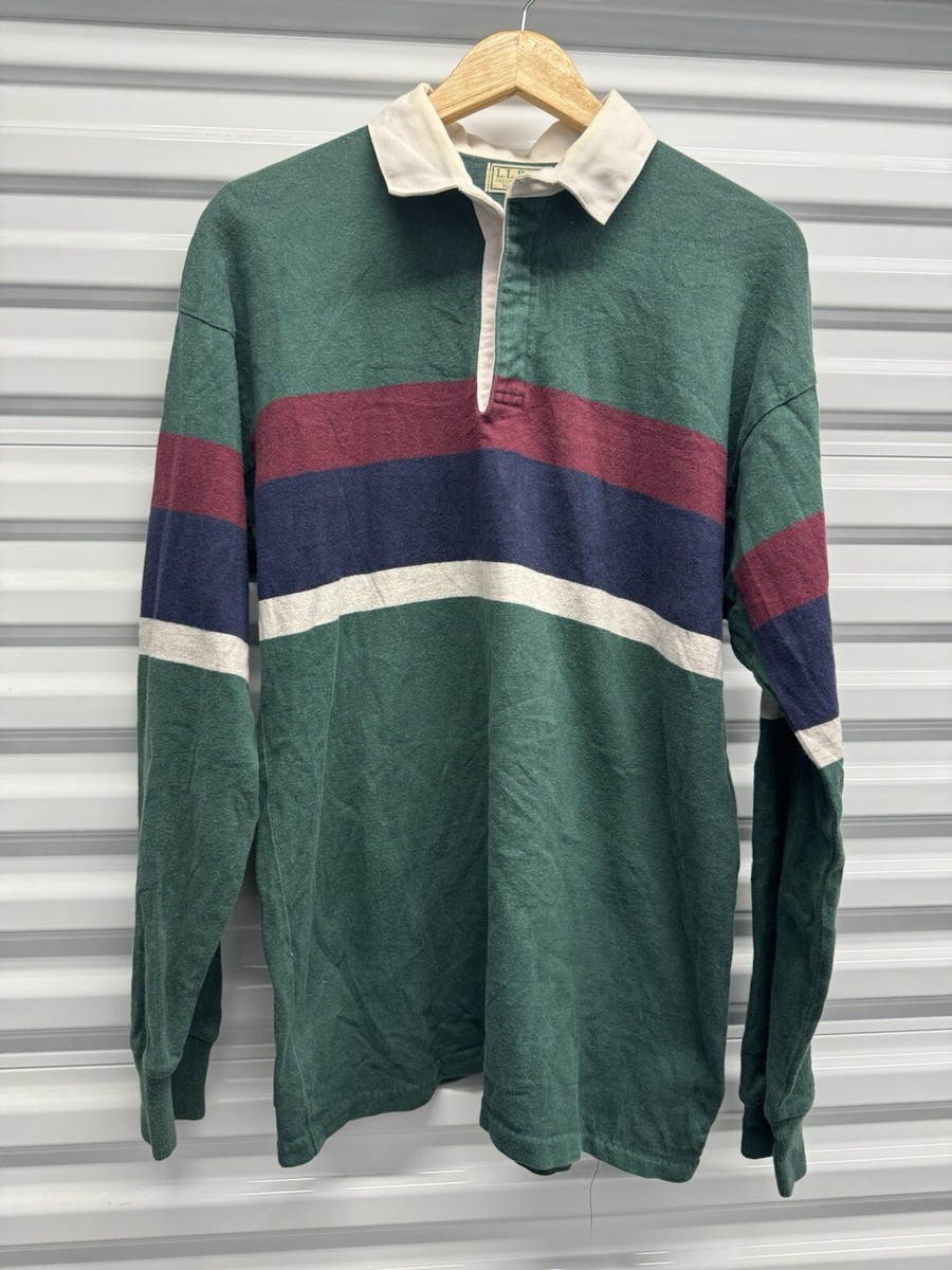 Vintage 80s LL Bean Rugby Polo Shirt Horizontal Stripes Vintage 80s LL Bean Rugby Polo Shirt Horizontal Stripes