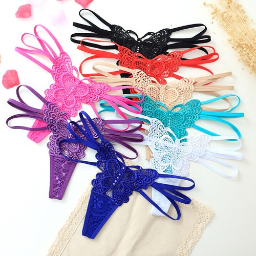 Sexy Damenhöschen Spitzenschleife Heißbohrschnur Bikiniunterwäsche für Damen Spitze