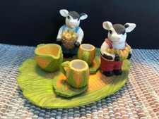 VTG Young's Miniature Cow Tea Set Ears of Corn Plate Collection Free Shipping