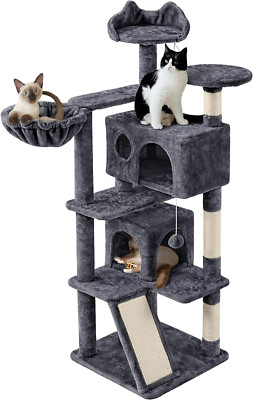 57 Inches Cat Tree for Indoor Cats, Multi-Level Cat Tower W/ 3 Padded Perches, 2