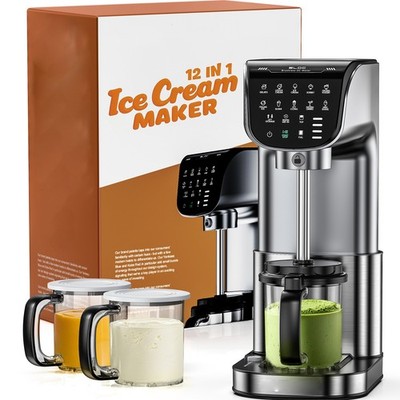 Eismaschine 12-in-1 vollautomatische Edelstahl Icecream-maker 500 Watt
