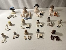 Vintage Lot 70 Pieces Porcelain Doll Parts - Heads Arms Legs Boots 14 Dolls