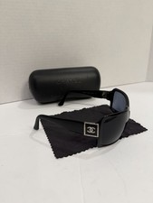 VINTAGE CHANEL BLACK CRYSTAL CC SUNGLASSES Y2K