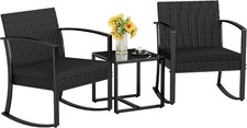 Patio Furniture Set 3 Piece Resin Outdoor Bistro Set Rocking Patio Chairs
