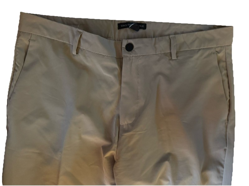 Saks Fifth Avenue Travel Tech Pants Men's 36” Khaki Flat Front