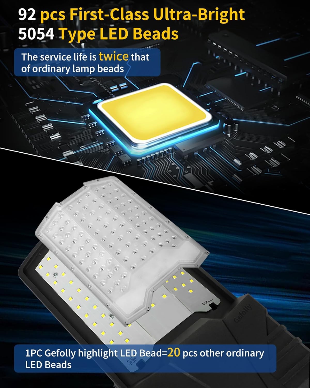 Gefolly SL-18000W Solar Street Lights Outdoor, Commercial Parking Lot Black 