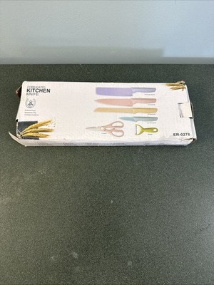 Corrugated Kitchen Knife Set 6pcs Multicolor w/ Scissors & Peeler ER-0278
