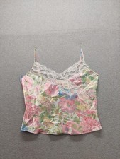 Victorias Secret Women Camisole Top L Gold Label Floral Lace Satin Sleeveless