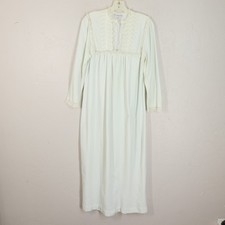 Vtg Christian Dior Nightgown M Ivory/Blue Lace Lingerie Prairie Gown