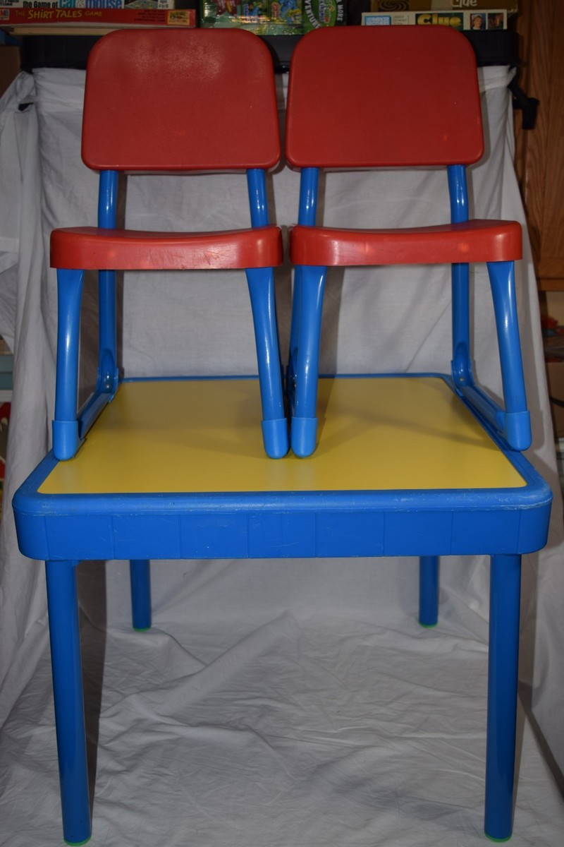 Vintage Fisher Price Table Chairs Set Child Size Kids Play Art