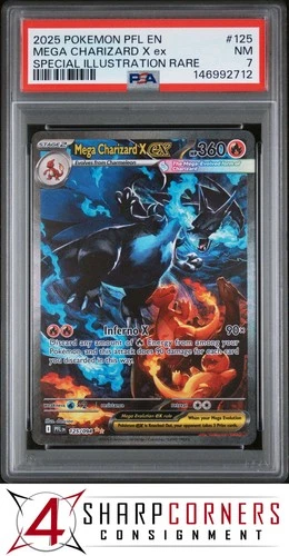 2025 POKEMON PFL-EN SPECIAL ILLUSTRATION RARE SIR #125 MEGA CHARIZARD X ex PSA 7