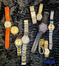 Vintage Wristwatch Lot of 10 Men's Watches: Caravelle, Fossil ~ Various Brands