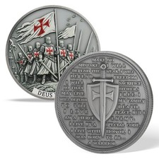 Moneda Desafío Caballeros Templarios Deus Bóveda Cruzada Guerrero Fe Cristiana Moneda