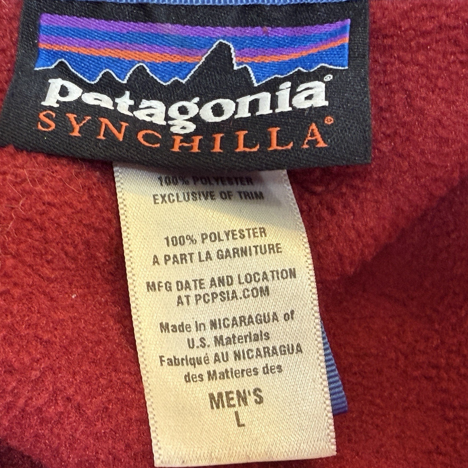 Patagonia Synchilla Snap T Pullover Jacket Mens Size Large Red Blue Trim Fleece thumbnail 5