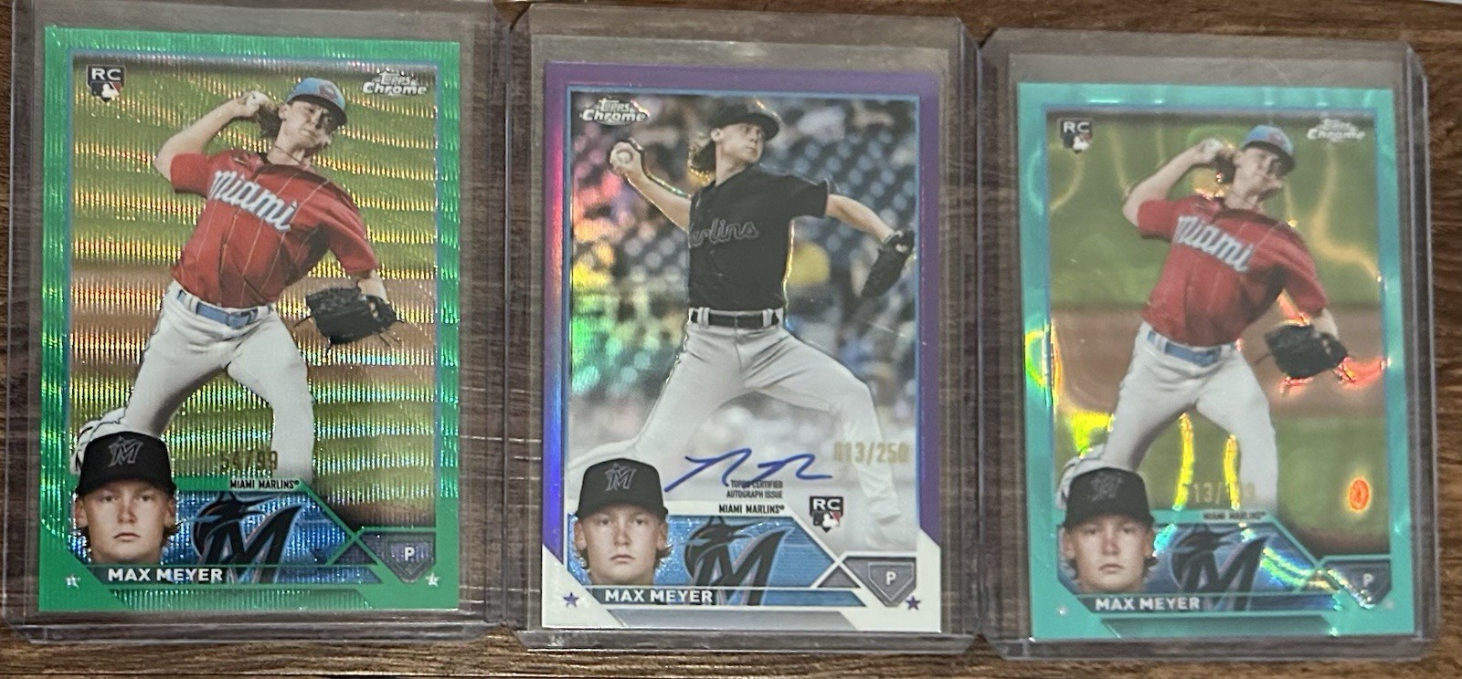 2023 Topps Chrome Max Meyer /250 purple refractor auto & #’d RC JA - Marlins