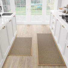 2pcs Non Slip Cushioned Kitchen Floor Mats Absorbent Machine Washable Rugs
