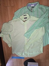 Chaps Men's 2pk Button-Down Shirt Size XL Green Twill Cotton Blend
