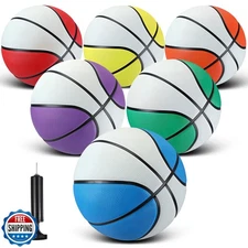 Jenaai 6 Pcs Rubber Basketballs Official Size Bulk Streetballs Multicolor Bas
